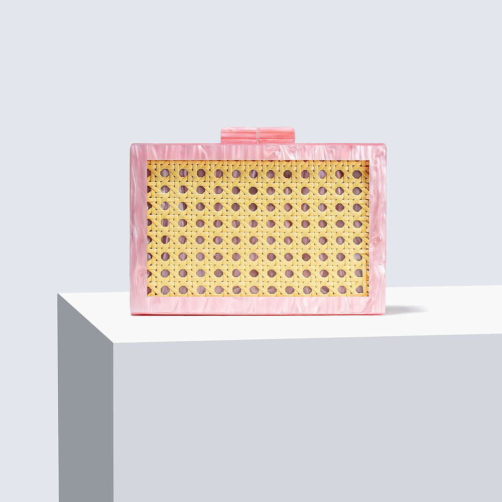 Women's New Fashion Green Rattan Acrylic Evening Bag Single Shoulder Crossbody Party Clutch