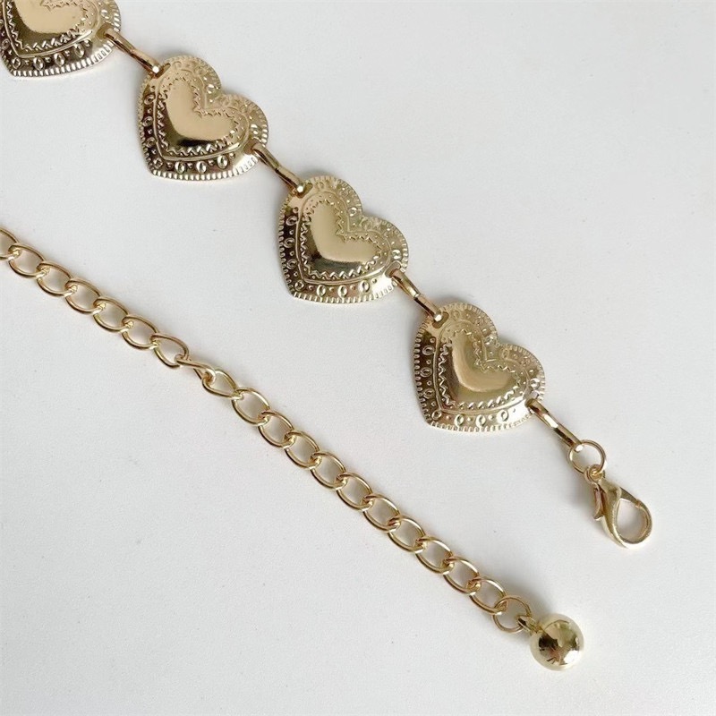 Women's Heart-Shaped Tassel Waist Chain Belt Decorative Metal Body Jewelry
