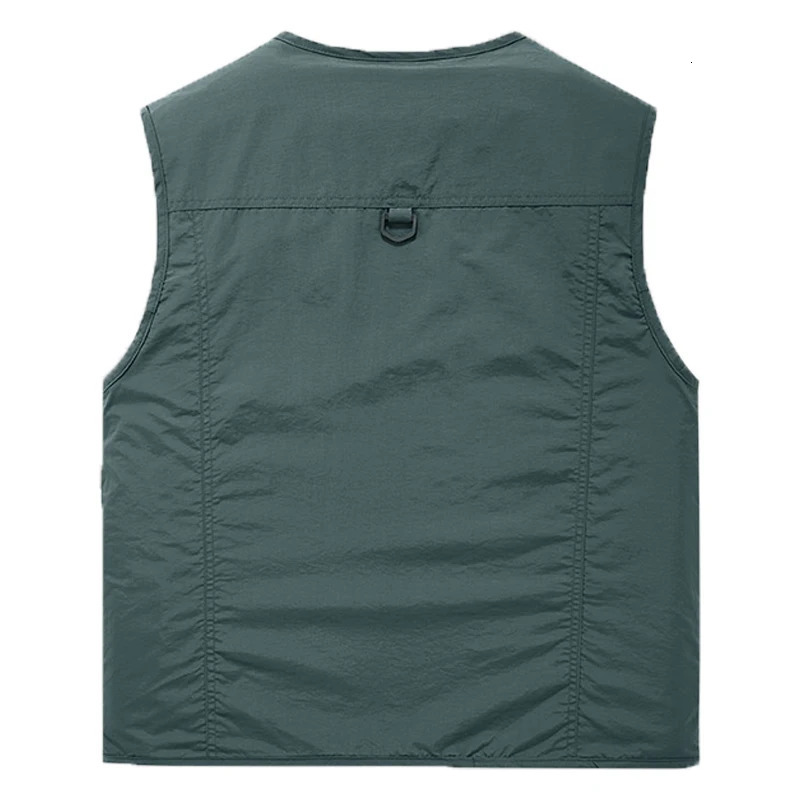 Men Spring Sleeveless Many Pocket Stand Collar Vest Jackets Solid Color Outdoors Fishing Cargo Casual Male 250809
