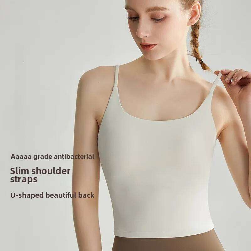 2025 Women's High Strength Nude Feel Sling Yoga Fiess Vest Shockproof Push up Fabric U shaped Beauty Back Design for Gym