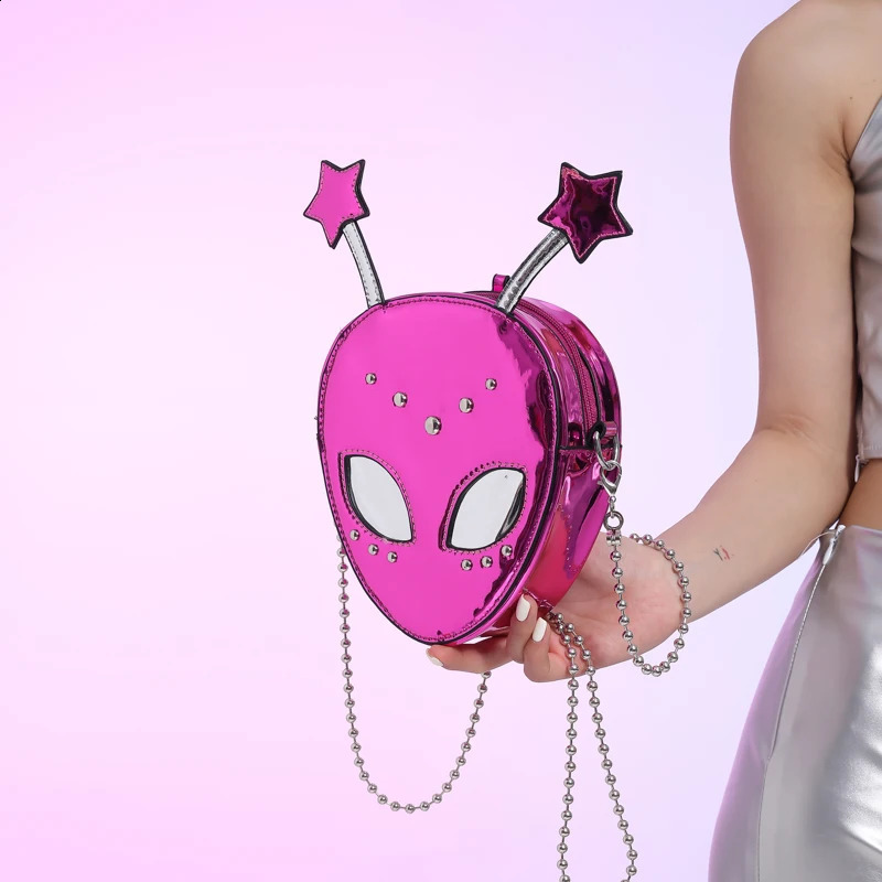 Alien Pattern Shoulder Bag PU Leather Halloween Purse for Women Chain Crossbody Messenger Bag Halloween Female Girls Chic Purse 250807