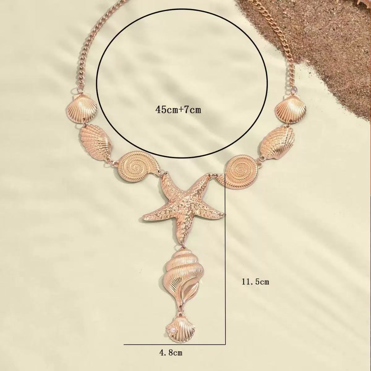Women's personalized wholesale starfish shell design necklace