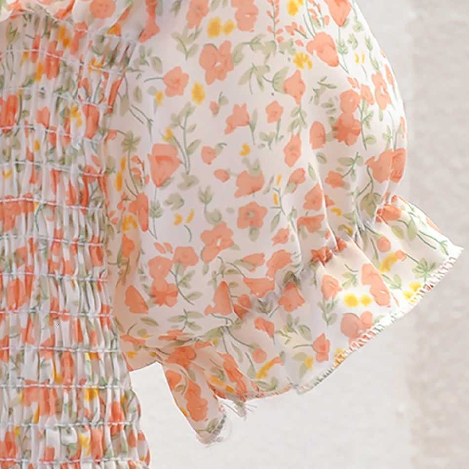 2025 Girls Summer Floral Princess Dress Casual Short Sleeve Party Clothes for Kids Lightweight Breathable Fashion Children Dress W250811