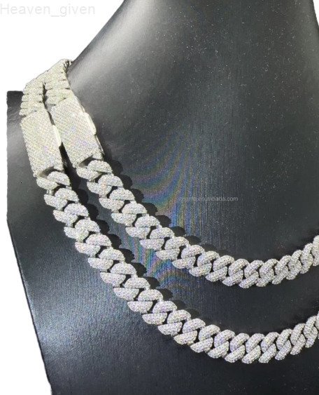 Gold Cuban Link Chain 925 Sterling Silver Moissanite Vvs Miami Cuban Chain Double Sided Diamond Link Chain