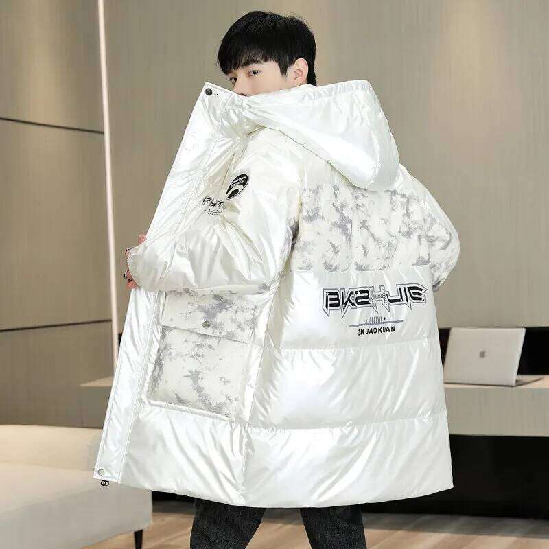 Casual Winter Men's Mid-Length Hooded Cotton-Padded Jackets Streetwear Fur Collar Detachable Warm Coats Windproof Thicken Parkas