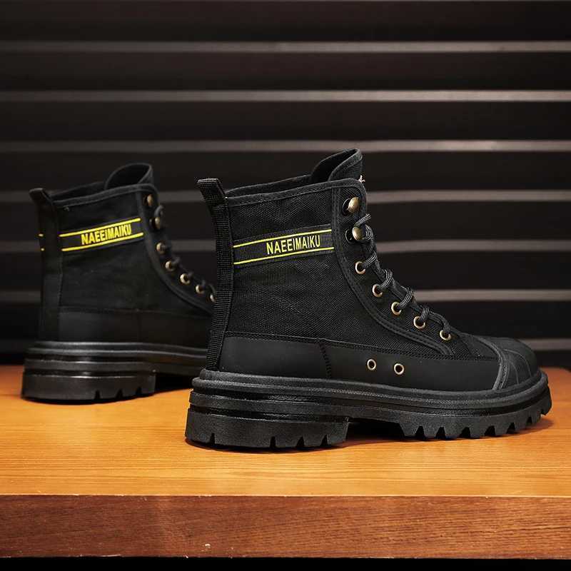 Mens Boots Four Seasons High-Top Casual Boots Canvas Boots Soft-Soled Non-Slip Thick-Soled Outdoor Boots Fashion Tooling Boots W250811