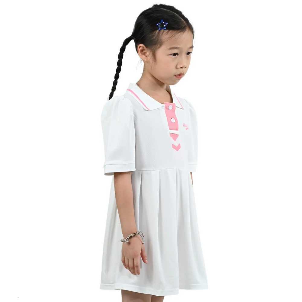 Summer Girls Bubble Sleeve Dress Childrens Pleated Skirt Flip Collar Skirts Kids Princess Dress Baby Sweet Pleated Skirt W250811