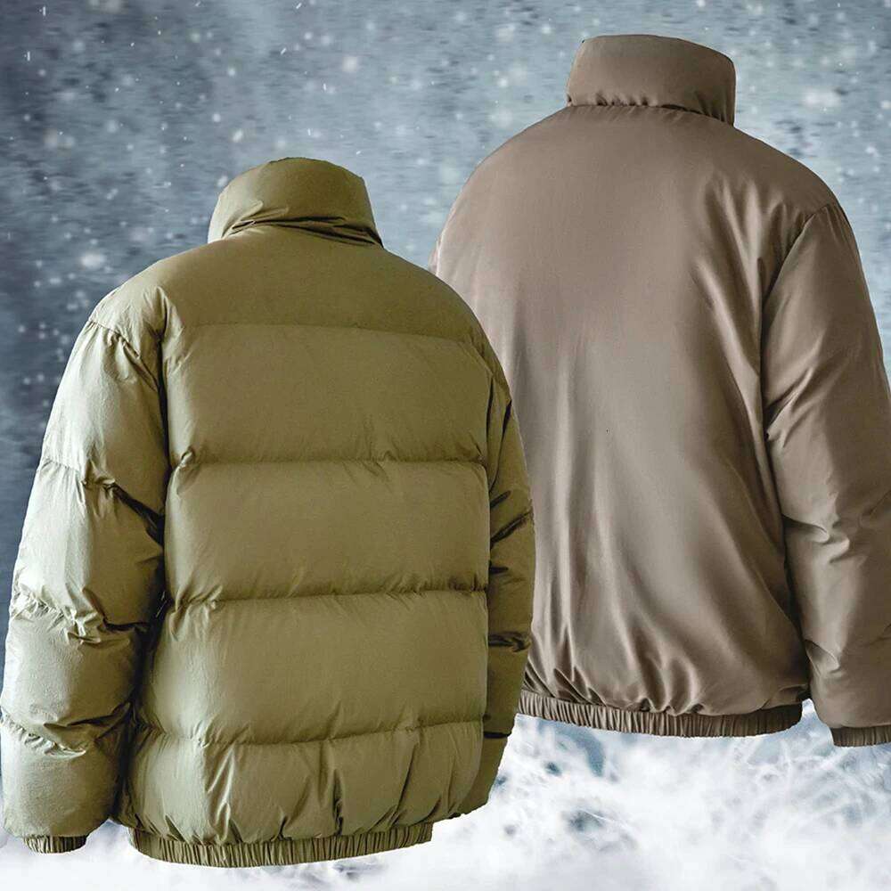 Maden Winter Reversible for Men White Duck Down Filling Versatile Stand-up Collar Warm Coat Mens Solid Color Jacket