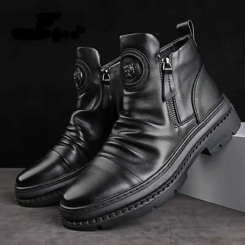 Vintage Men Boots 2024 New Autumn Winter Shoes High Quality Mens Leather Boots Side Zipper Mens Ankle Boots Large Size W250811