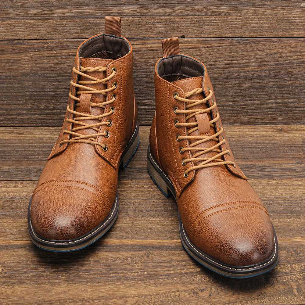 Martin Boots Fashion Pointed Medieval Retro Leather Boots High Top British Casual Mens Shoes Halloween Party Cosplay Shoes 2025 W250811