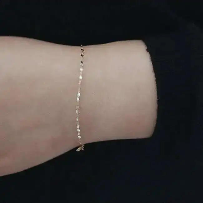 GOLDtutu 14K Gold Bracelet Japanese Exquisite Shining Lips Kiss Word kj279 250807