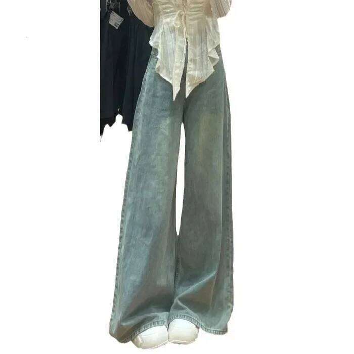 High Waist Pants for Solid Casual Baggy Women Washed Vintage Wide-leg Jeans Youthful Female Trousers Streetwear Y2k