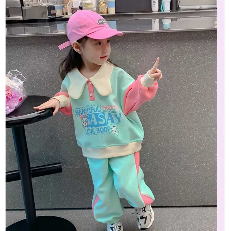 Autumn New Girls Fashion Suit Kids Color Block Cotton Sets for Girls Soft Warm Waistcoat Childrens Autumn Outerwear Z250811
