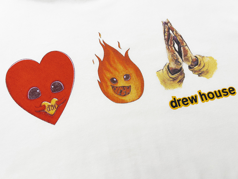 Drew House Designer luxury T shirt men's and women's T-Shirts Little love flame palm print