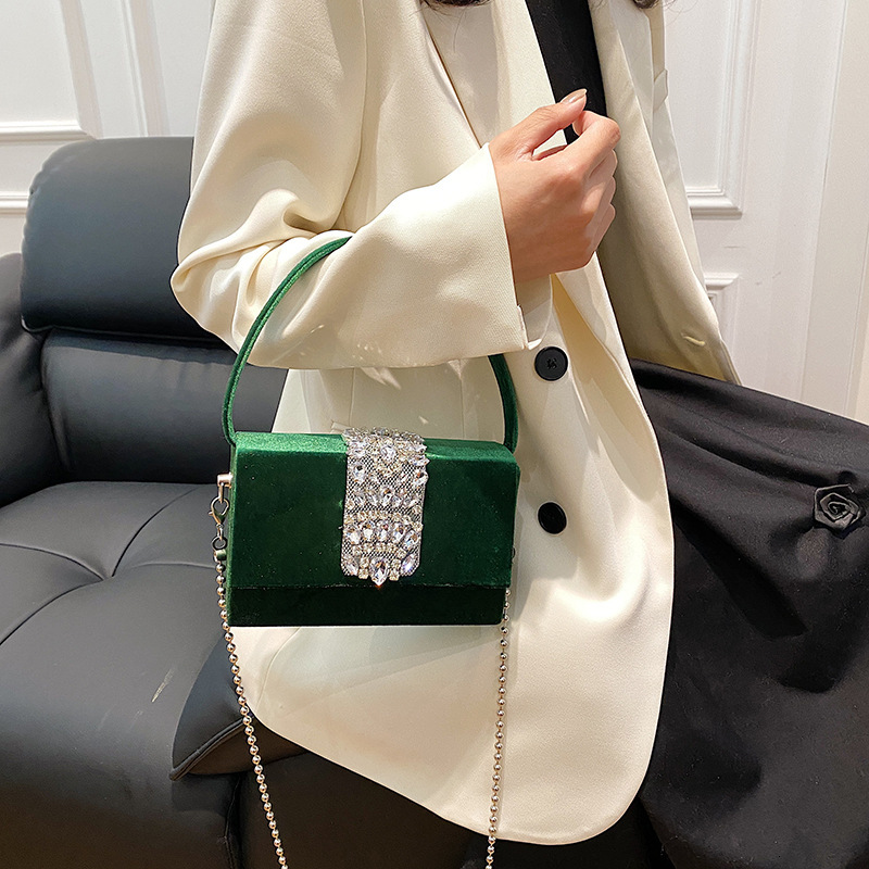 Trendy Bright Diamond Women's Candy Color Fashionable Rhinestone Shoulder Crossbody Small Square Bag ddmymoon