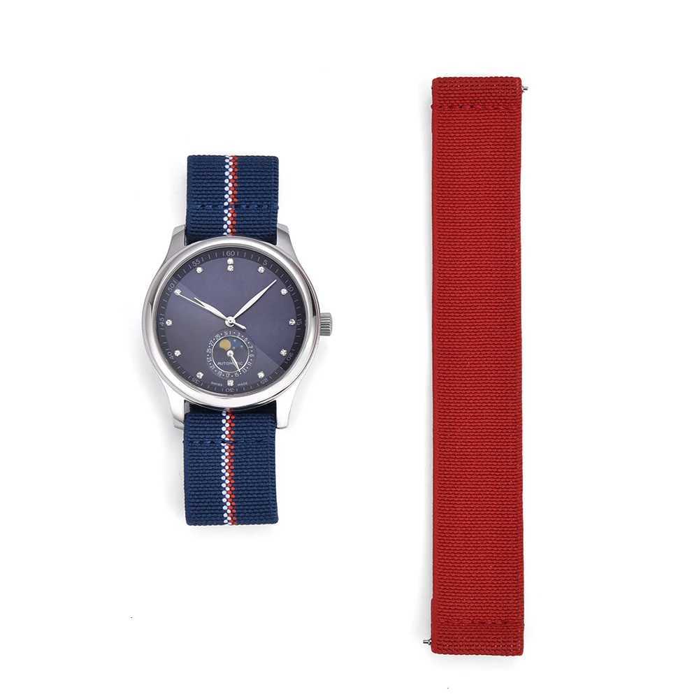 13cm Length Pale Blue Premium Grade Hook and Loop Adhesive Watch Band 18/19/20/21/22mm Nylon Watch Strap for Watch Replacement W250811