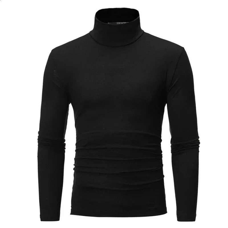 Spring Autumn Thin Men Pullovers Sweaters Turtleneck Knitted Sweater for Men Cotton Clothing Male Sweaters Full Black White Tops 250806