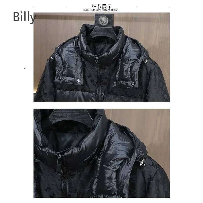 -30° Men's White Duck Down Thickened Jacket Warm Personality Dark Pattern ing Workwear Coat Clothing