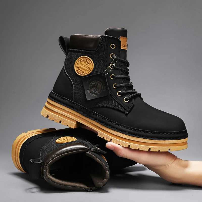 100% Men Boots Winter Casual Shoes Designer Luxury Platform Cowboy Chelsea Tactical Military Work Safety Leather Ankle Sneakers W250811