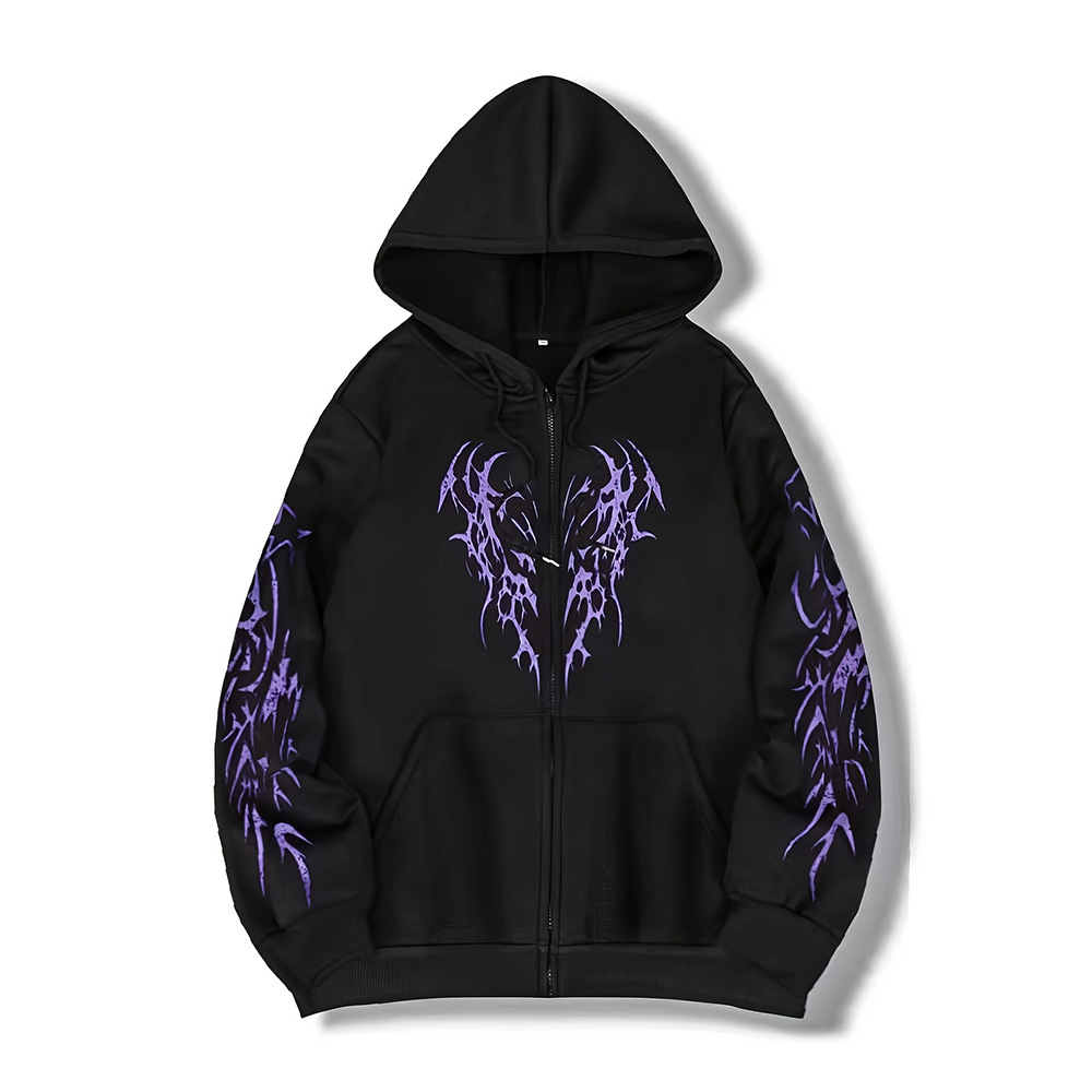 Men's Hoodies 2000s Breathedivinity Hoodie Gothic Style Pattern Oversized Sweatshirts Dark Textured Cool Print Man Coat Jacket
