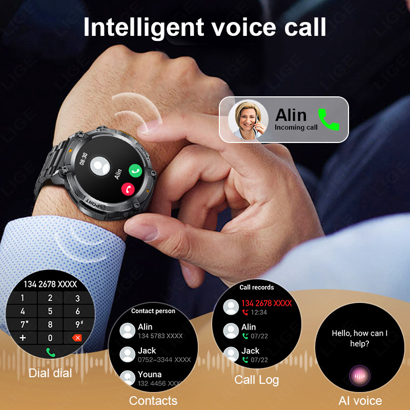 New S100 Outdoor Smart Watch Bluetooth Call Flashlight Information Push Sports Waterproof Watch