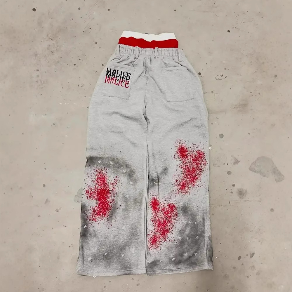 2025 New Popular Fake Two piece Wide Leg Pants Printed Series Youth Couple Round Neck T-shirt