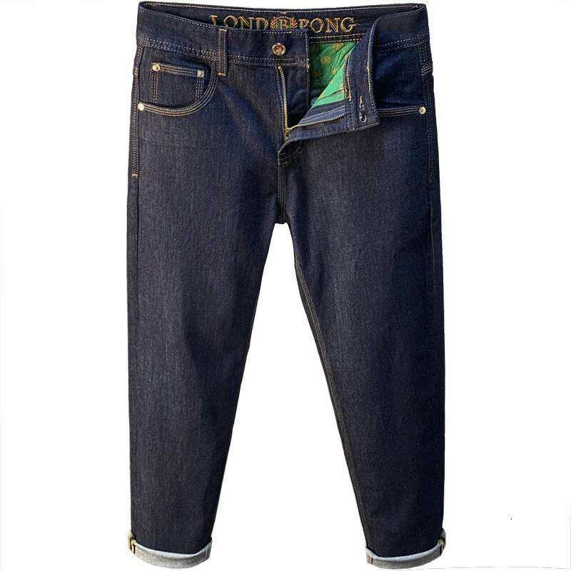 Original color washed denim jeans summer small straight leg casual high-end atmospheric simple slim fit men's pants