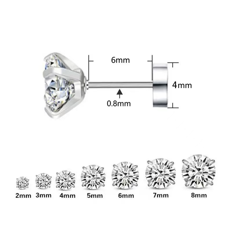 Summer Hot Sale Titanium Steel Fashion Zirconia Small Earrings