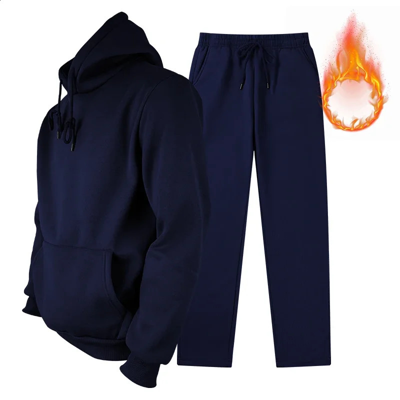 Mens sports set 2-piece wool hooded casual sports set jogging set 250805