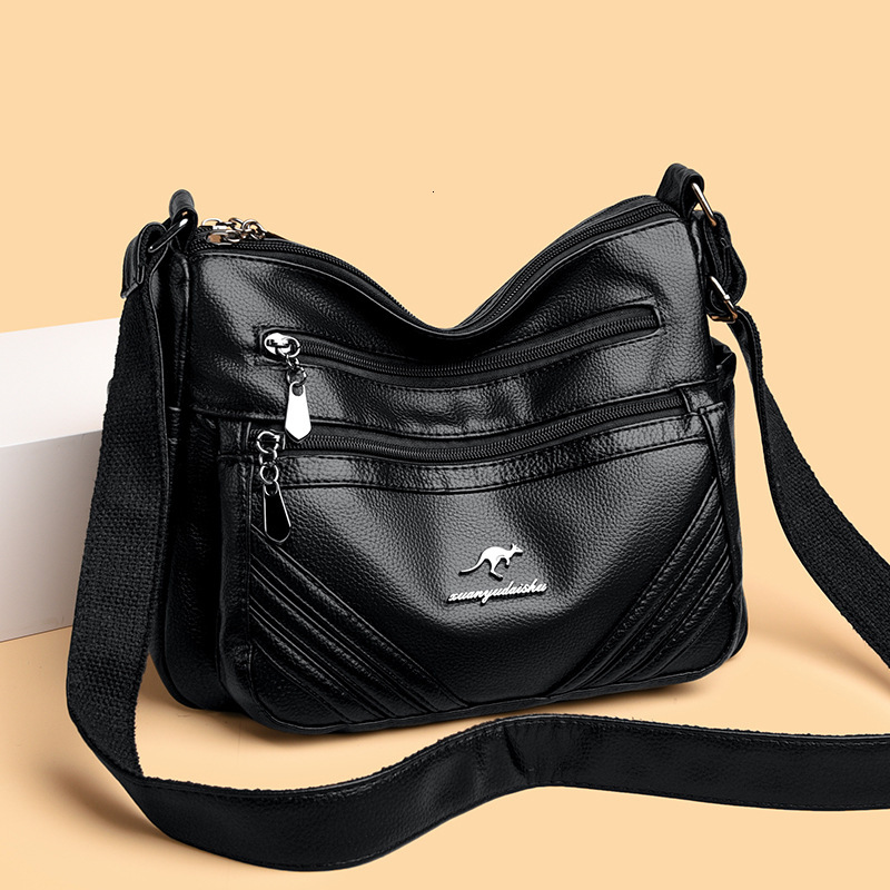 Soft Leather for Women 2025 New Multi-layer Large Capacity Middle-aged Mom Simple Versatile Shoulder Crossbody Bag ddmymoon
