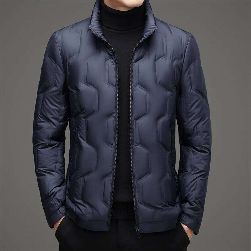 Casual Men's Lightweight Duck Jackets Solid Color Windproof Warm Puffer Coats Outwear Slim Stand Collar Tops Down Clothing