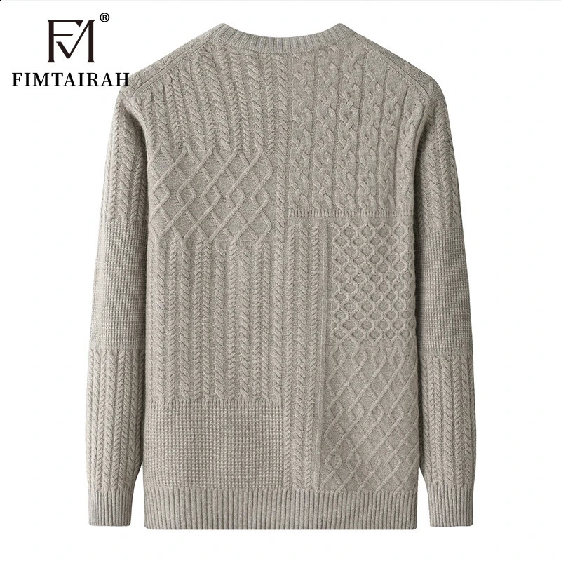 Inner Mongolia Cashmere Sweater Mens Round-neck Twisted Thickened Autumn Winter Warm Knitted 250806