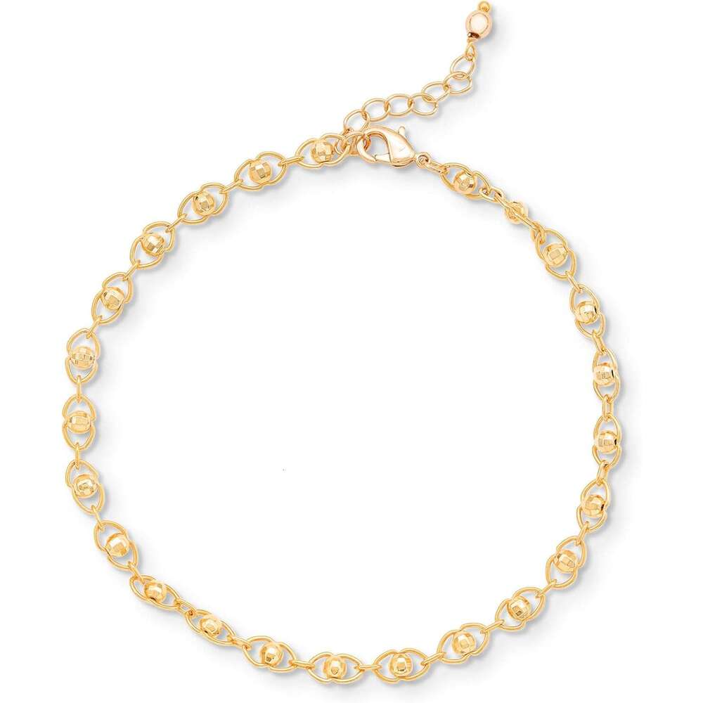 Florentina Anklet Beaded Ankle Bracelet 14k Gold Plating Premium Quality Jewelry - 9" with Extender