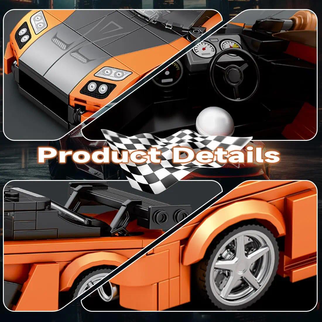 367PCS RX7 Sports Car Building Blocks Classic Vehicle Model Desktop Decoration Creative DIY Toy Holiday Gift for Kids Collectors