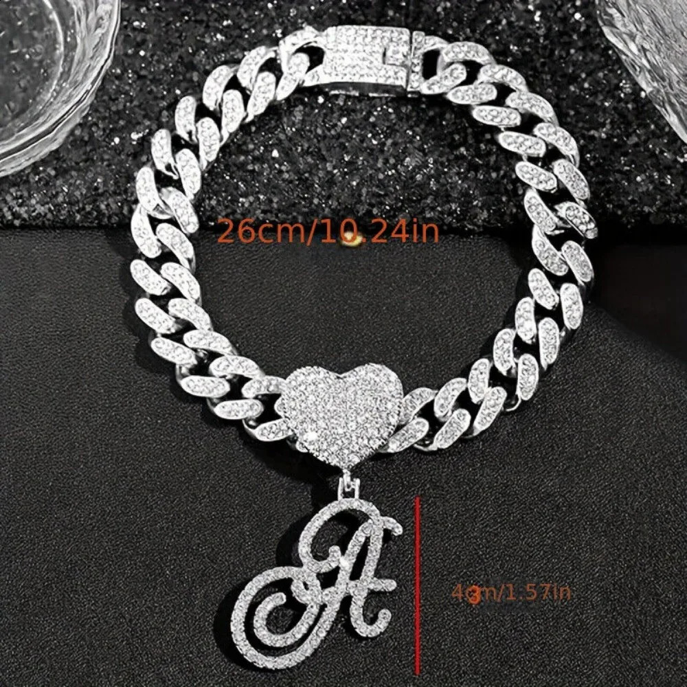 1pcs Womens Anklet Silver Cursive Initial Cuban Chain Anklet Womens 10mm Miami Cuban Chain Chunky Initial Anklet Summer 250807