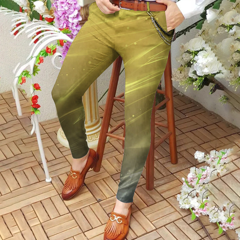 Fashionable men's mid-waist casual pants long pants 3D printed slim-fitting pants men's straight-leg pants European size :S-3XL