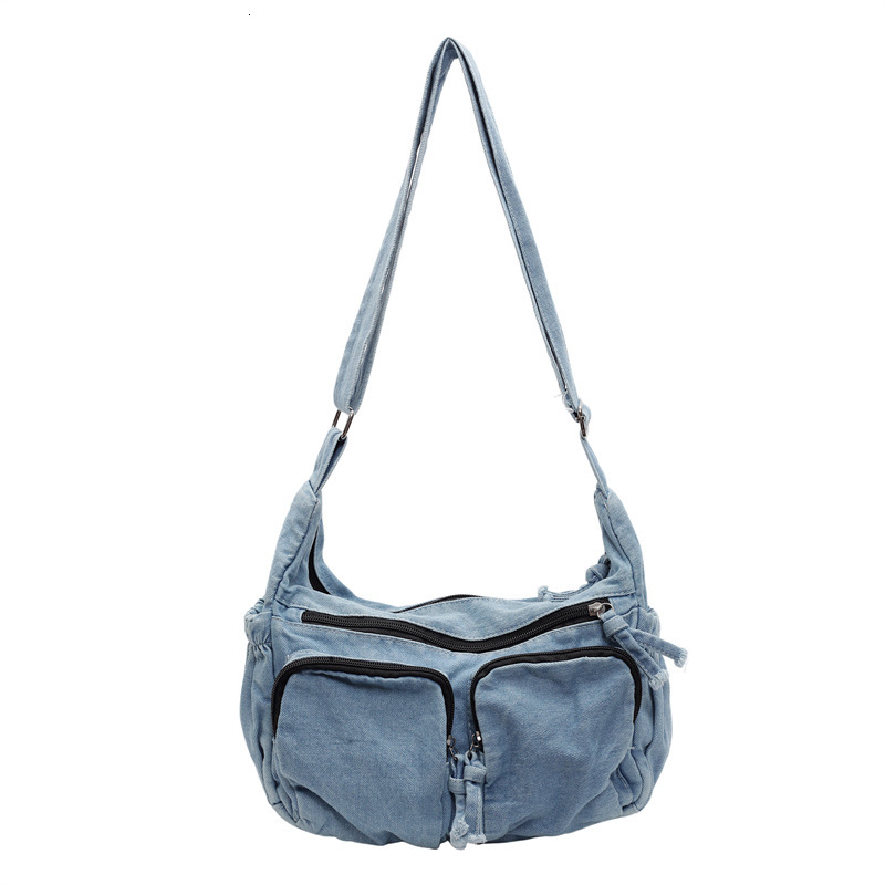Artistic Denim Messenger Campus Commuter Crossbody Fashionable Versatile Forest Style Shoulder Bag