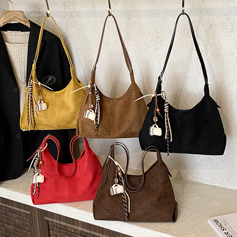 Suede Tote for Women 2025 Autumn Winter New Simple Commuting Large Capacity Shoulder Bag ddmymoon