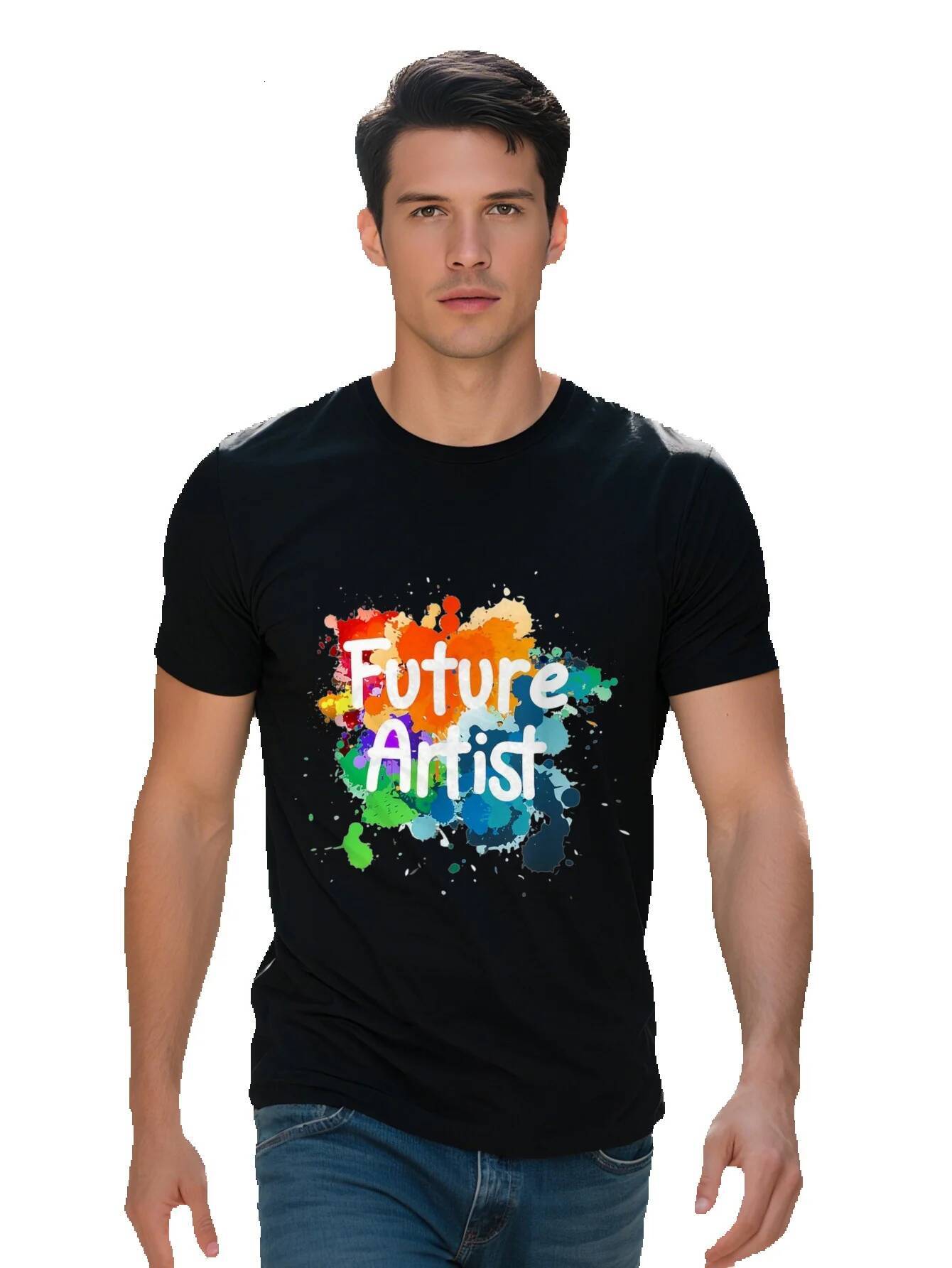 Men s Future Artist Watercolor Paint Splash Design T Shirt Cotton Fun Gift Art Lovers Round Neck Tee Vibrant ae1a2 547bd