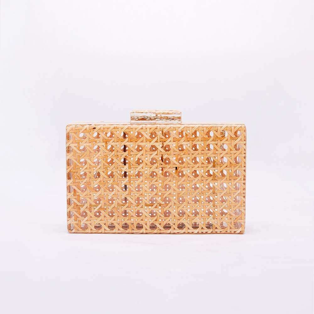 2023 Evening Rattan Woven Trendy Acrylic Single Shoulder Chain Bag for Women