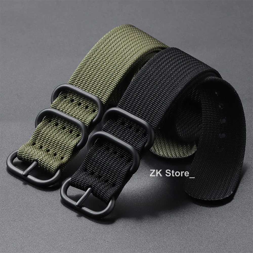Quality Ribbed Watch Band Black Ring Buckle Nylon Striped Strap for Omega Military Weave Sport Bracelet Belt 18mm 20mm 22mm 24mm W250811