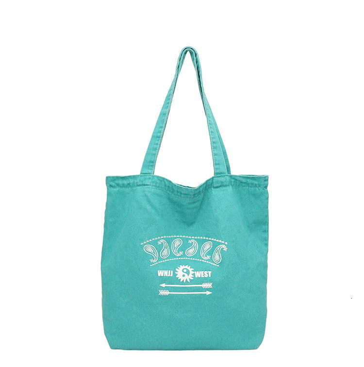 WEST New Large Capacity Washed Canvas for Men and Women, Lazy Style Ins Tote Denim Shopping Bag ddmymoon