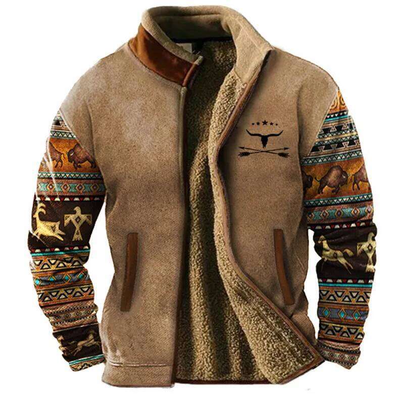Outerwear, Men's Jacket With Plush Inner Hair Gallbladder, Ethnic Retro Warmth And Comfort, Popular Celebrity Style