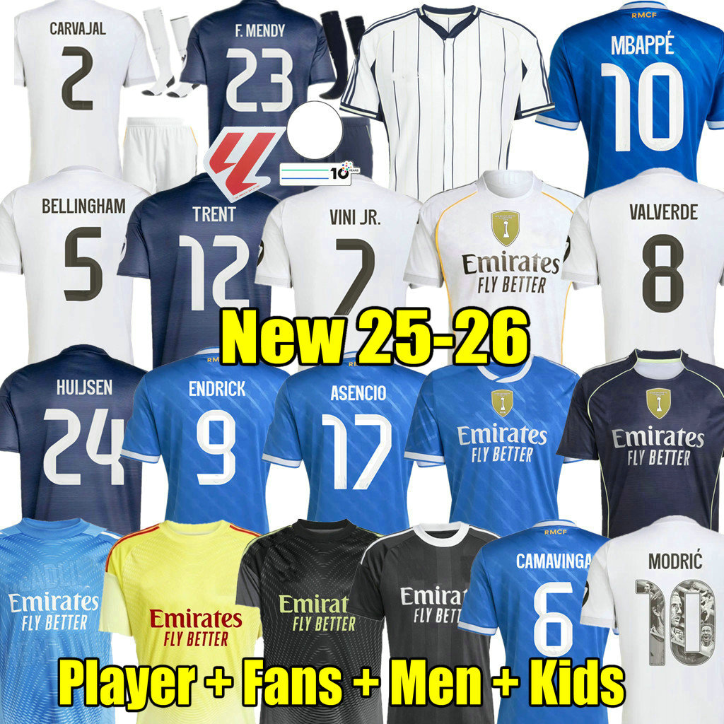 3XL 4XL 25 26 BELLINGHAM soccer jerseys MBAPPE VINI JR Player FANS football shirt VALVERDE ASENCIO camiseta REAL 4TH MADRIDS kids kit 2025 2026 uniform women RODRYGO