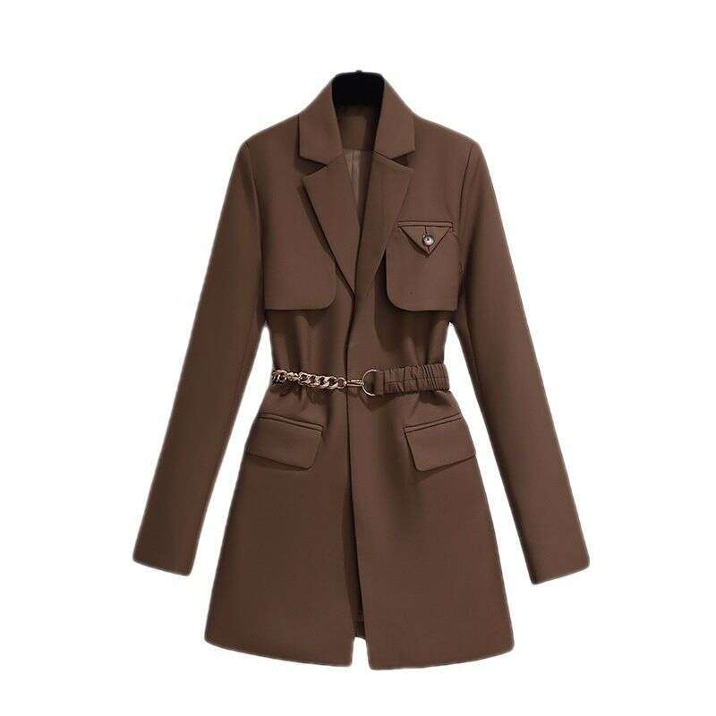 Windbreaker Women's New Top Korean Style Chic Coffee Colored Small Jacket Spring And Autumn High-End Suit For Women
