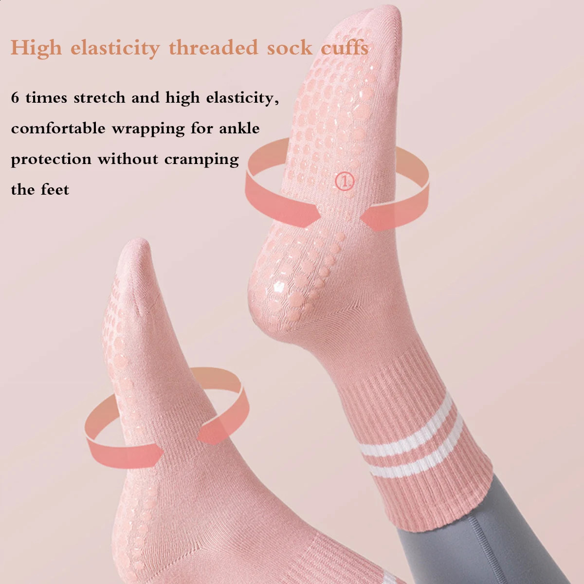 Pilates Socks with Grips for Women Yoga Barre Non Slip of 4pairs 250805
