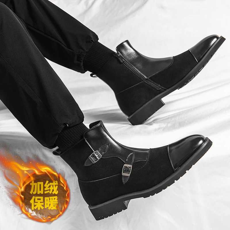 High Quality Men Perform Show Leather Boots Men Basic Locomotive Boots Black Punk Rock Shoes Mens Tall Boots Size 38-46 New2023 W250811