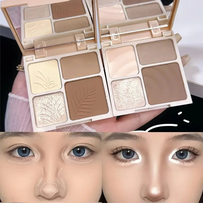Four-color Highlighter Powder PaletteShimmer Brighten FaceContouring Highlight Champagne Gold Bronzer Makeup 250811