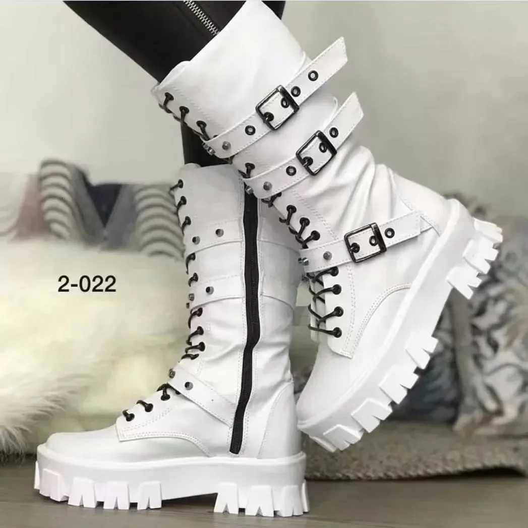 Womens Autumn UK Style Boots Mid-high Heels Punk Attitude Independent Standing Long Tube Knight Boots Rubber Upper W250811