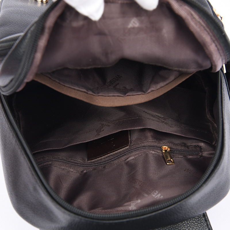 New Backpack for Women, Lychee Pattern, Solid Color, Versatile, Large Capacity, High-End PU Daily Backpack, Travel Bag ddmymoon